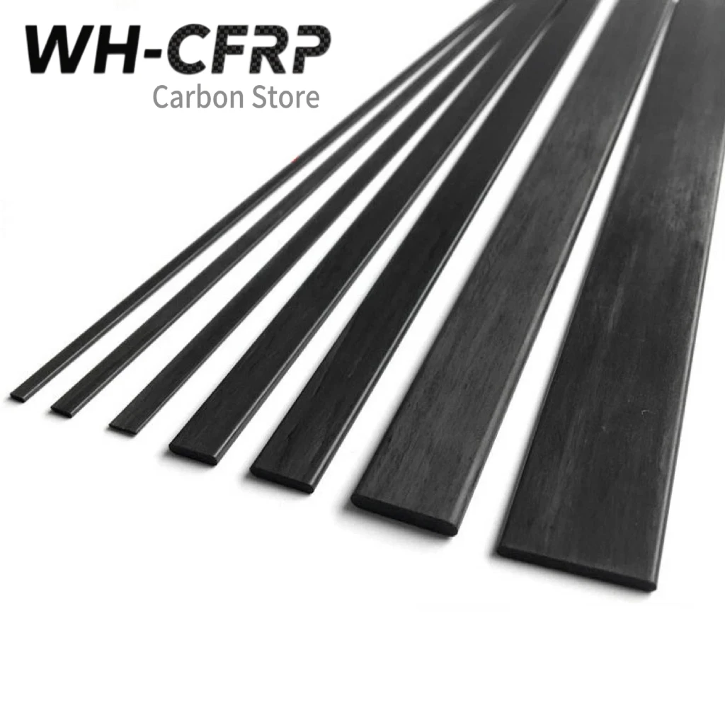 Carbon Fiber Flat Bar 0.5mm to 4mm Width 4pcs 500mm Solid Strip for RC Drone Frame DIY Model Building High Strength Lightweight