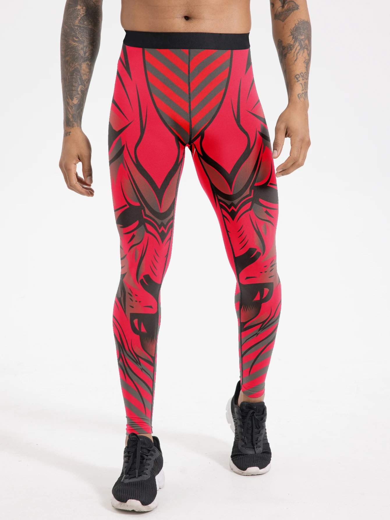 بنطال لياقة بدنية مطبوع كاجوال للرجال، تصميم حزام خصر مرن، قماش محبوك مرن قليلاً، قصة جاهزة، طوال الموسم للياقة البدنية #5