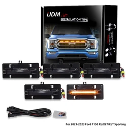 5pcs Hood Bulge Behind Grille Light For Ford F150 XL/XLT/XLT Sporting Tundra Front Grille Lighting Running/Position Lights 21-23