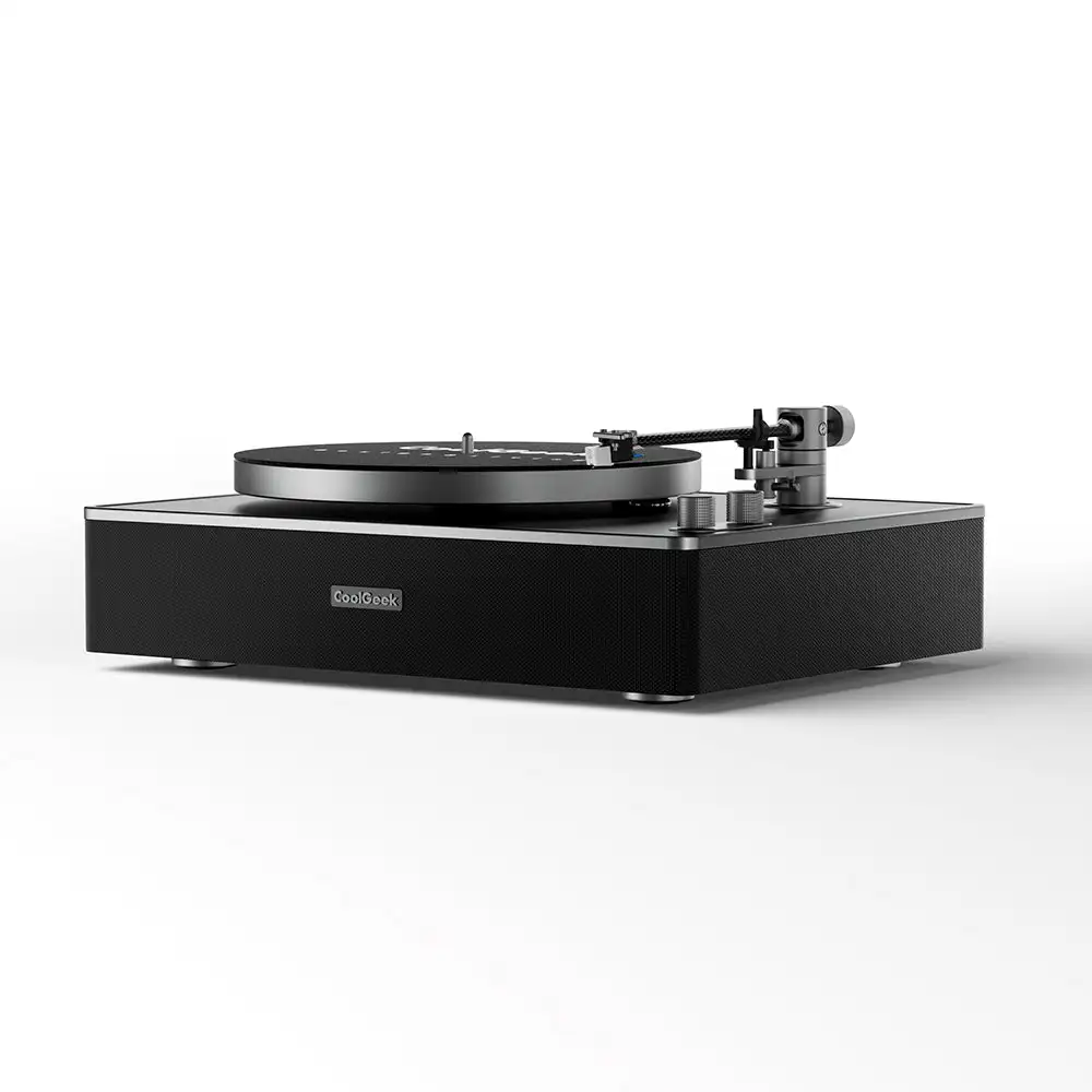 CS-01 High-End Turntable CoolGeek Vinyl Record Player Built-in 60W Speakers Carbon Fiber Tonearm Anti-Vibration HiFi Home Audio