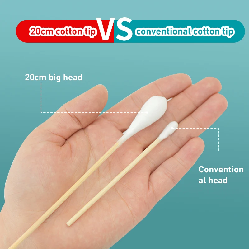 Medical Grade Long Cotton Swabs for Gynecology Disposable Extra Large Size 20cm High Absorbency Cotton Sticks