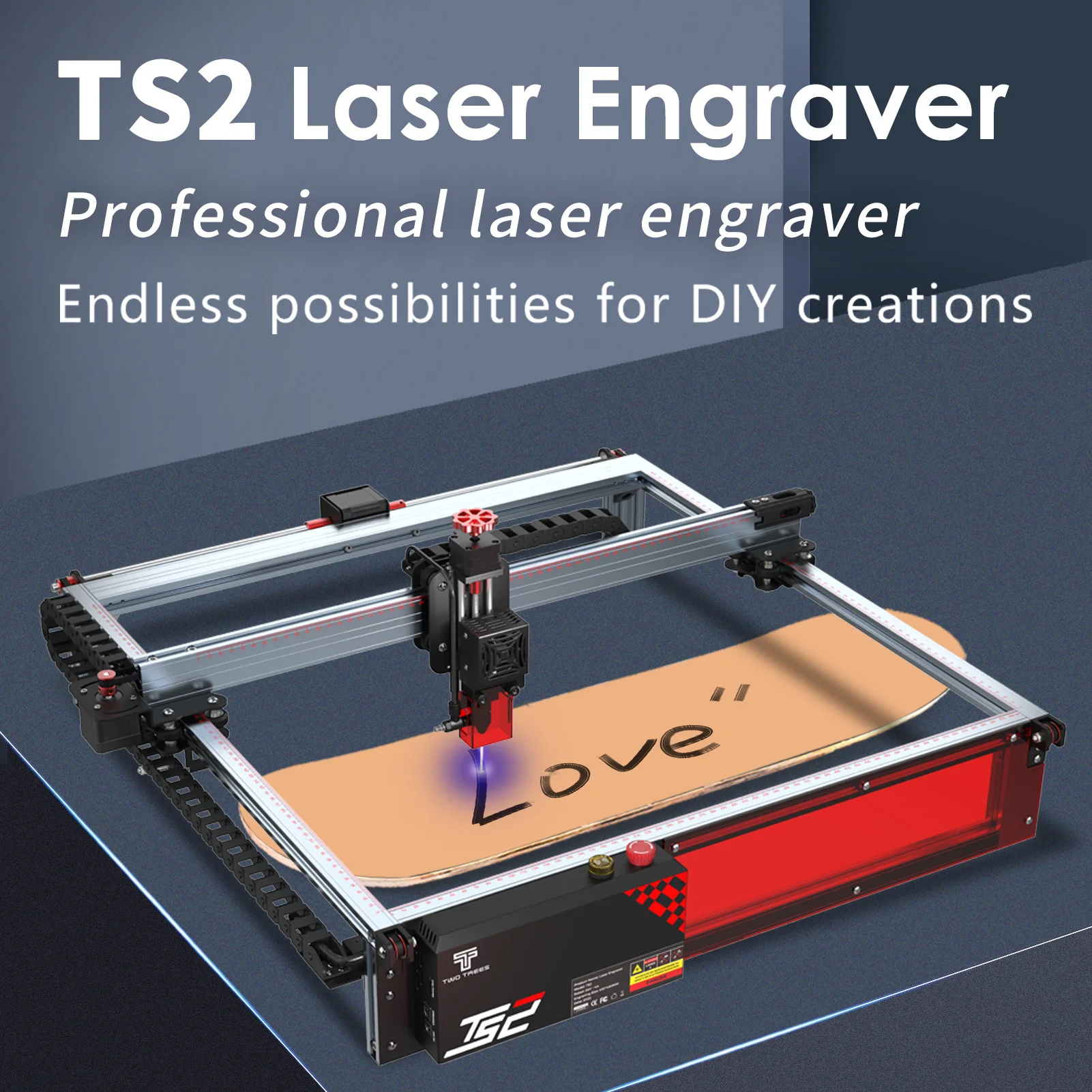 TwoTrees TS2 Laser Engraver Laser Printer Cutting Tools For Acrylic MDF Wood Metal Engraving Size 450x450mm With Safety Switch