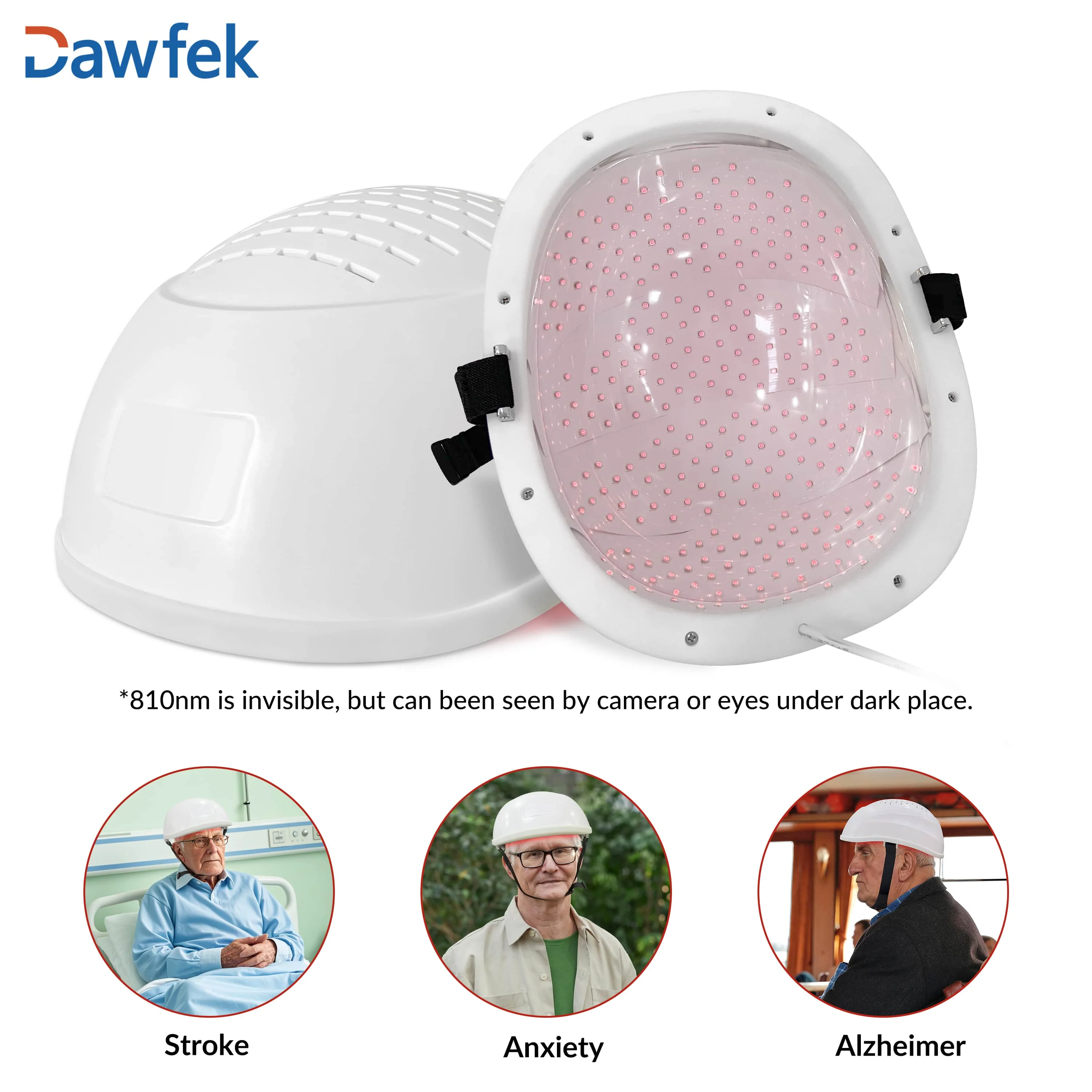 Dawfek Brain Treatment Infrared Light Helmet Parkinson Disease Therapy 280Pcs Led 810nm For Dementia And Mental Disorders