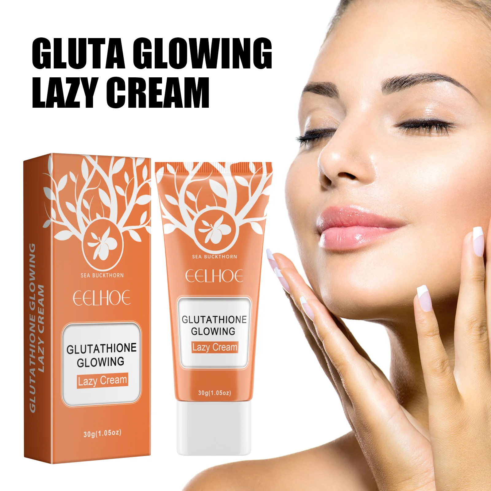 Gluta Glowing Lazy Cream Hydrating Brightening Foundation Makeup Concealer Cover Spot Acne Marks Natural White Skin Cream