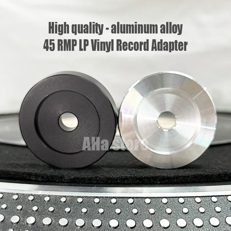 45 Record Adapter for Turntable 7 Inch Vinyl Record Solid Aluminum Adapter for Vinyl Record Players Turntables Accessories (Blac