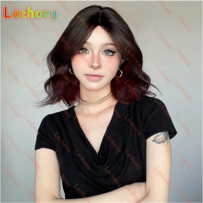 

Ombre Short Colored Bob Lace Front Human Hair Wig 5*5 Silk Top Lace Closure Wig Side Part Red Wave Remy Hair