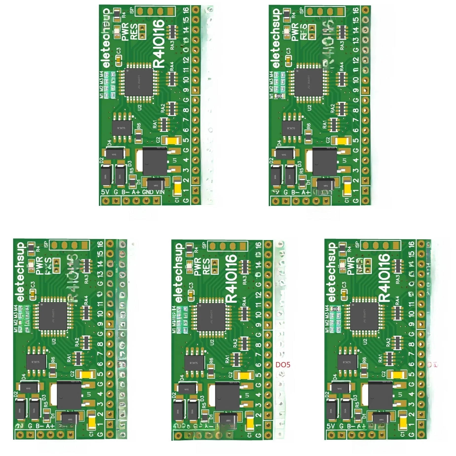 5 IN 1 16CH Modbus Rtu Digital IO Module RS485 NPN PNP DI-DO Pin Core Board Switching Input Output PLC HMI Remote IO Expanding — zdjęcie 2