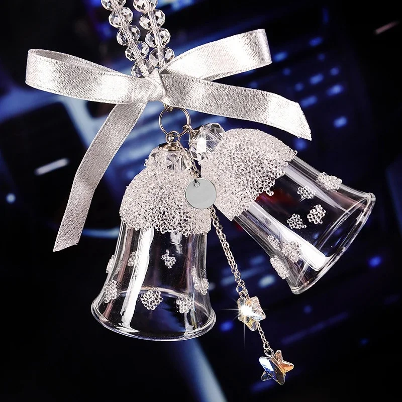 Crystal Glass Wind Chimes New Year Christmas Wall Hanging Decorations Transparent Ornaments Gifts for Car Pendant Wind Chimes