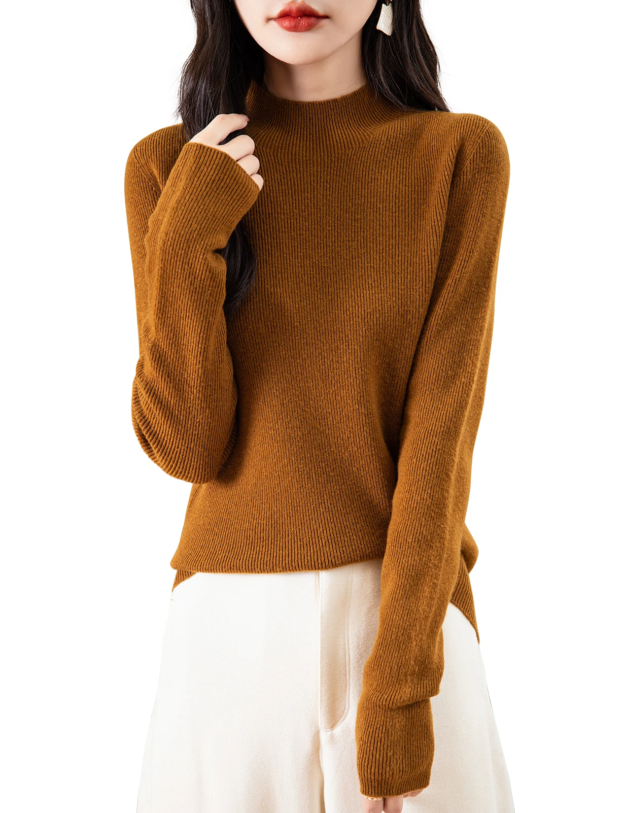 Sweaters Women's Turtleneck Pullovers 100% Merino Wool Sweater 2024 Fall Winter Women Top Knitted Sweaters Trend Female Clothing