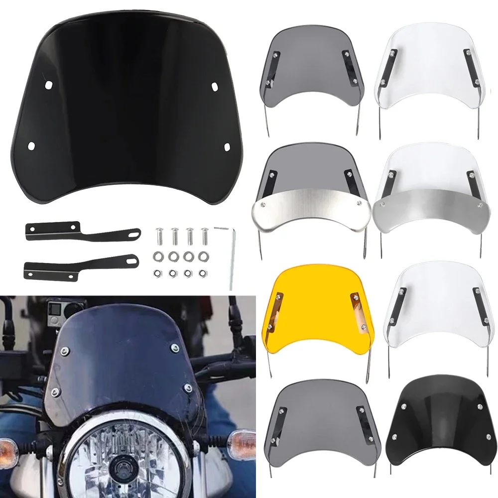 8 Stile 6,5"-9,45" Motorrad-Scheinwerfer-Windschutzscheibe, Windabweiser, Windschutzscheibe, universell für Harley, Honda, Yamaha, Kawasaki, Suzuki