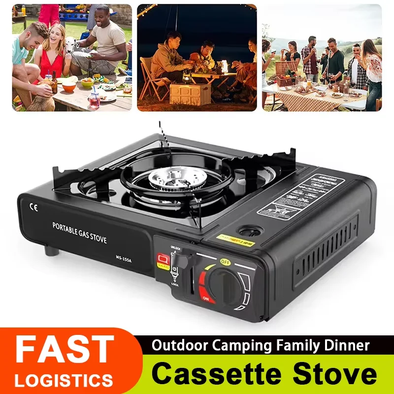 Aoran Tragbarer Campingkocher, Koreanischer BBQ-Butanbrenner mit Sicherheitsverriegelung und Piezo-Zündung, Energieeffizienter Outdoor-Campingkocher mit Überspannungsschutz, Ideal zum Wandern und als