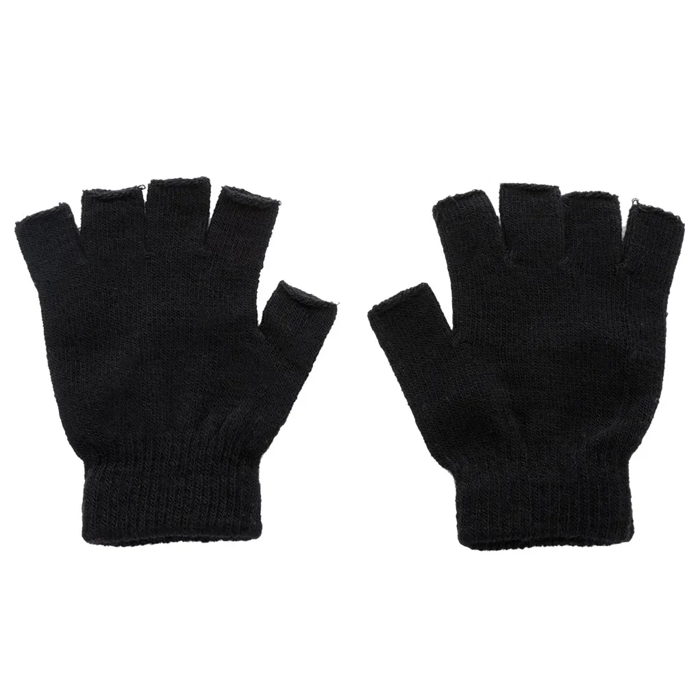 AliExpress gootrades New Men Black Knitted Fingerless Gloves Autumn Winter Outdoor Stretch Elastic Warm Half Finger Cycling Gloves