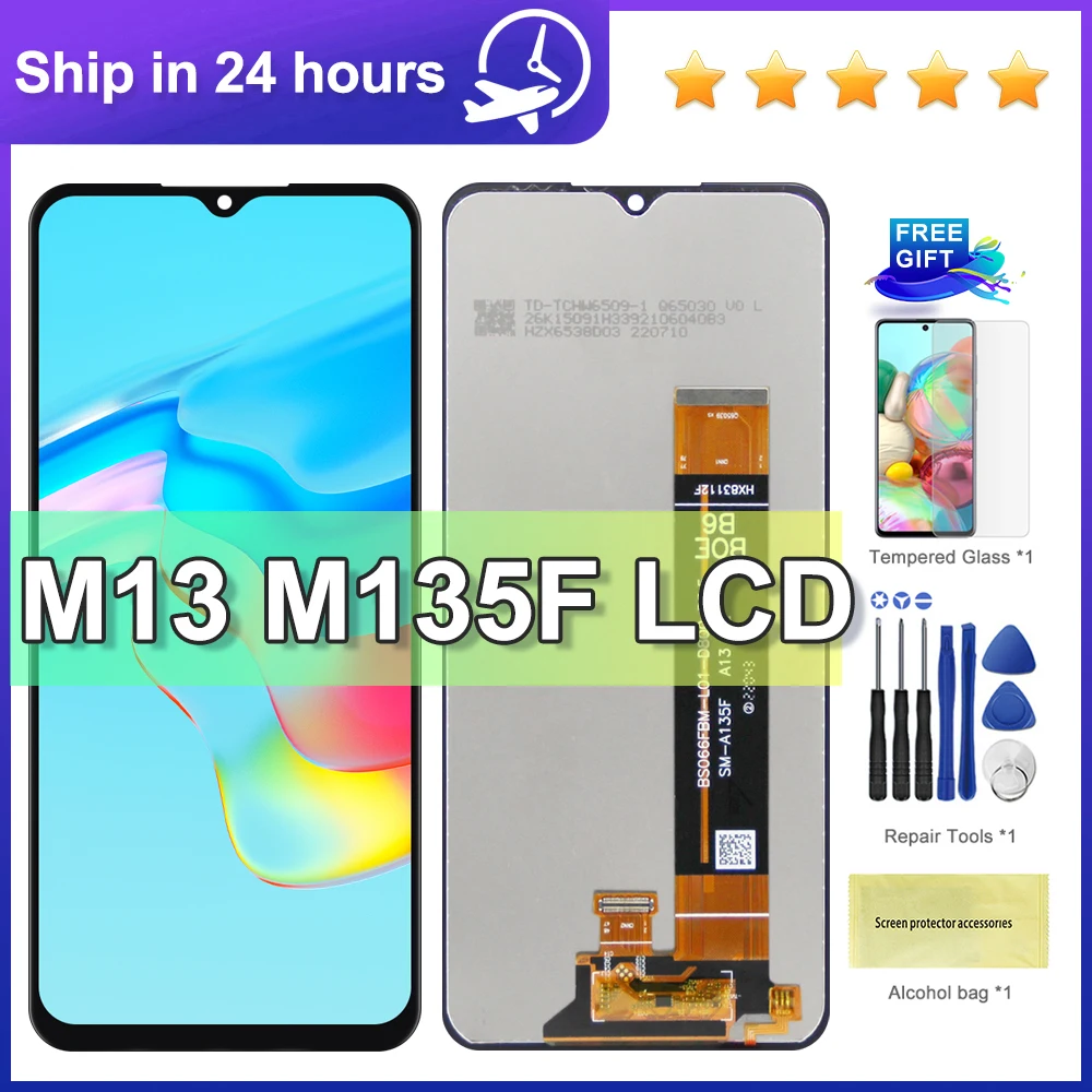 

6.6'' Display For Samsung M13 LCD Display Touch Screen Digitizer Assembly For Samsung M135 SM-M135F Display With Frame