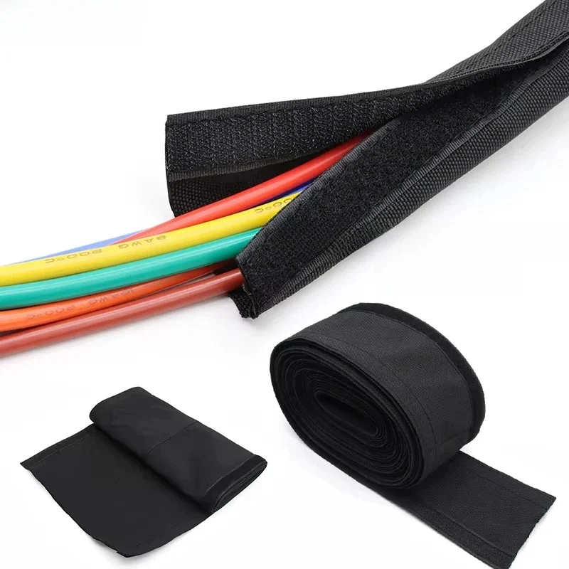 Gaine ronde de câble tressé en l'horloge, haute température, auto-adhésif, 16mm-100mm, manchon en nylon SFP, protecteur de fil, 1-10m