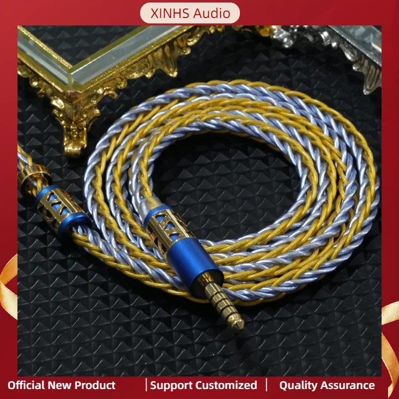 XINHS X25 8-жильный синий желтый 7N монокристаллический медный посеребренный кабель для обновления наушников 0,78 встраиваемый 2-контактный 3,5/4,4 мм