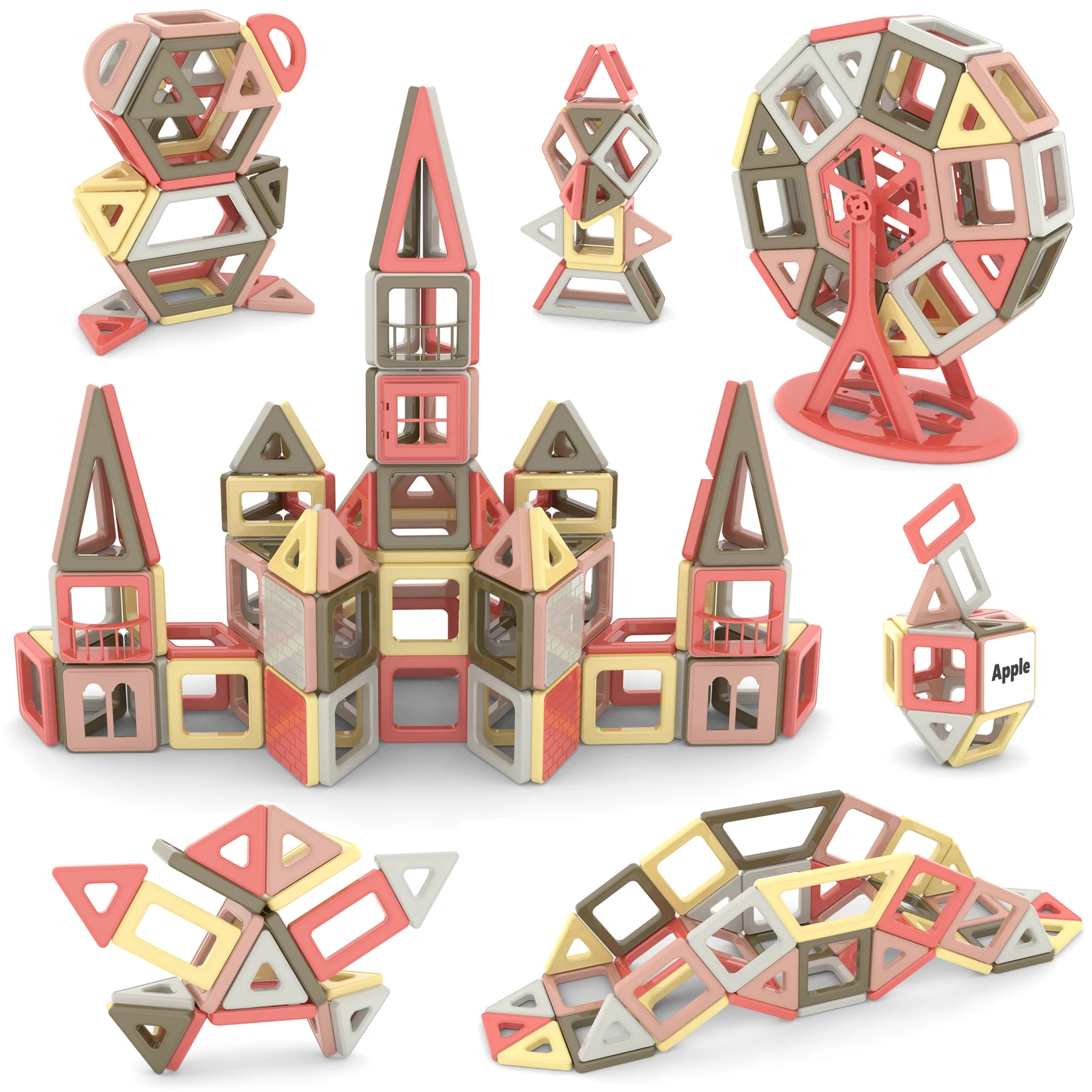 

Mini Size 155pcs Magnetic Blocks Construction Building Tiles Toys for 3 4 5 6 7 Years Old Boys and Girls Gift