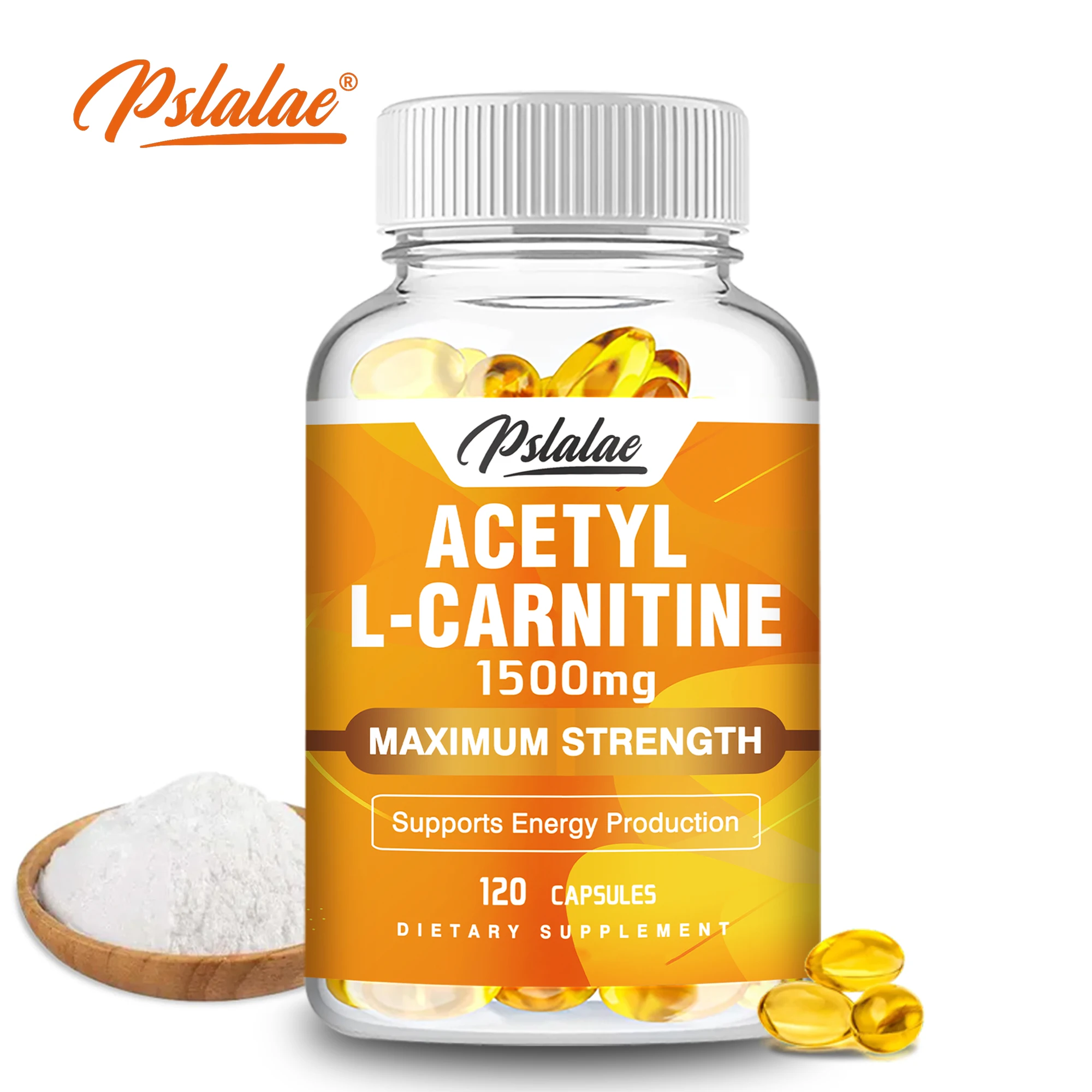 Acetil L-Carnitina Apoia a Produção de Energia Natural, Nutrição Esportiva, Apoia a Memória e o Foco, 120 Cápsulas, 1.500 Mg