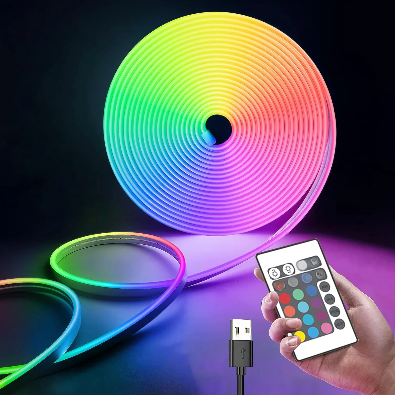 Taśmy LED RGB USB 5V Wodoodporna neonowa taśma LED Elastyczna taśma wstęgowa do oświetlenia domowego pokoju gier — zdjęcie 2