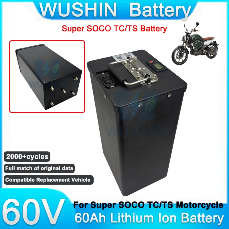 For Super SOCO TC TS Motorcycle 21700 60V 60Ah Lithium Ion Battery Pack Full Match Of Original Data With Smart BMS With Charger