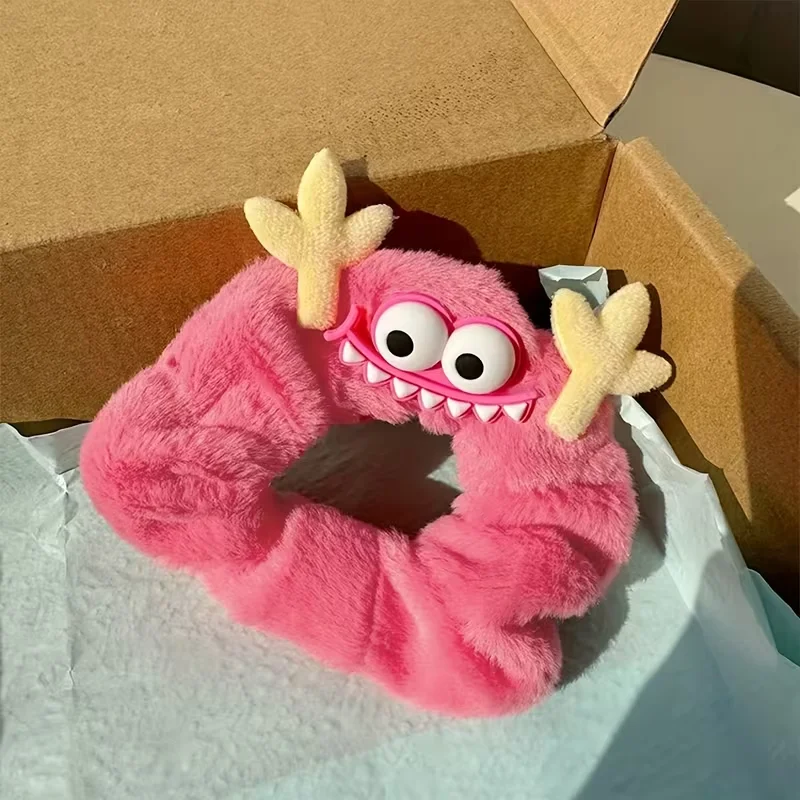 4 Stück bezaubernde Plüsch-Monster-Haargummis für die Abschlussfeier, weiche Haar-Accessoires für den täglichen Gebrauch von Frauen – Detail 4