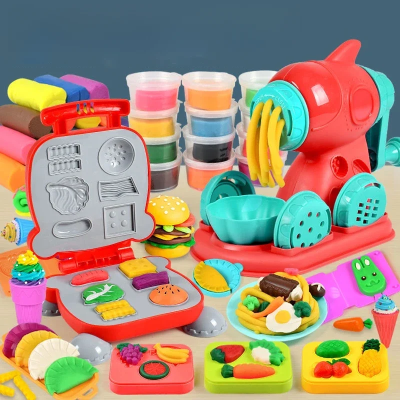 Jouet en argile de couleur 3D pour enfants, jeu de simulation, machine à crème glacée, Burger, nouilles, pâte à modeler, moule en argile/plastique