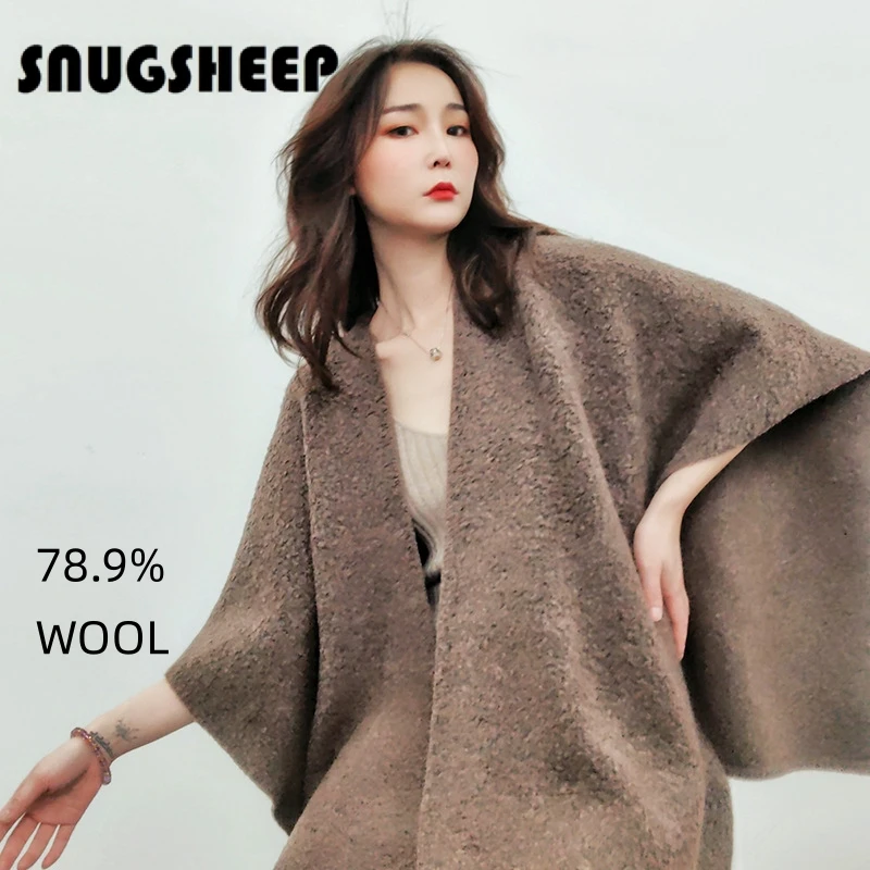 Wool loop cape shaw cardigan women sweater winter fashion top woman jacket knit coat luxury vintage designer chunky aesthetic