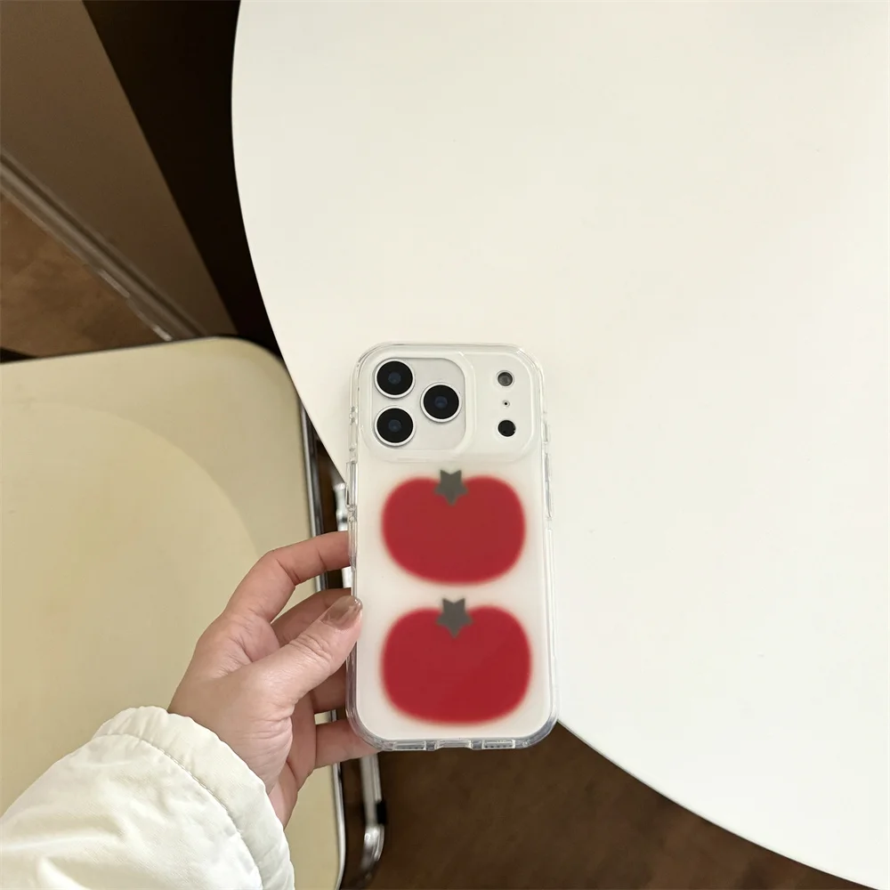 الكورية INS بسيط ستار الطماطم جراب هاتف آيفون 13 14 15 16 17 غطاء 16 برو 17 برو ماكس فوندا المضادة للسقوط لطيف الغطاء الواقي #3