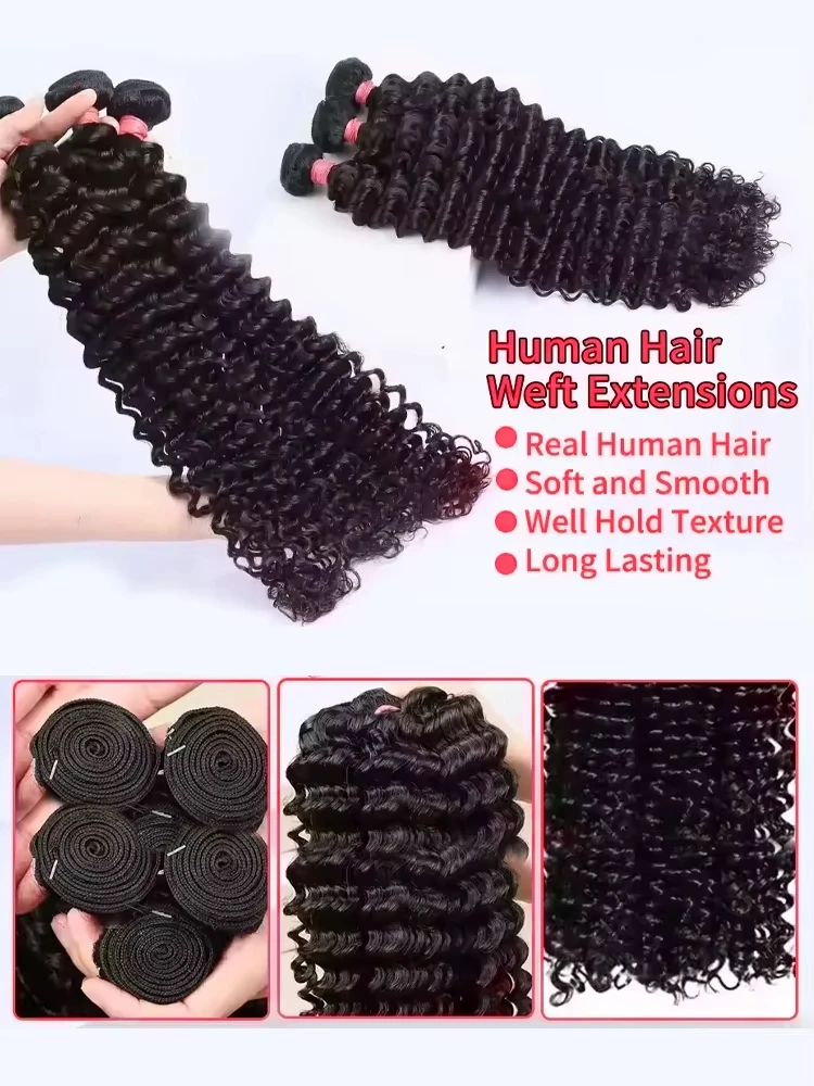 30 32 بوصة البورمية حزم الشعر البشري المجعد موجة عميقة الشعر الخام 3/4 قطعة حزم ملحقات غير المجهزة موجة طبيعية لحمة مزدوجة