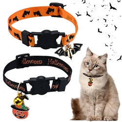 2 PCS Halloween Cat Collars,Quick Release Cat Collar with Bell and Bow Pumpkin Soft Adjustable Breakaway Pet Collar