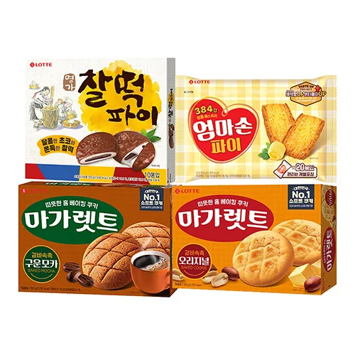 Lotte Well Food Margaret's Orange 352g x 1 x Margaret's Grashed Moka 352g x 1 x Hung Gakchal Tteok Pie 350G X 1X1 X Mama Hand Pie 254G X 1