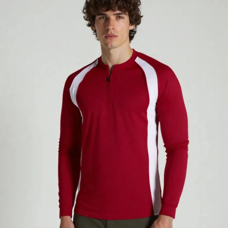 

2025 Long Sleeve Color Block Loose Football Basketball Jersey Lightweight Breathable 1/4 Zipper Sweatshirt Training Clothing