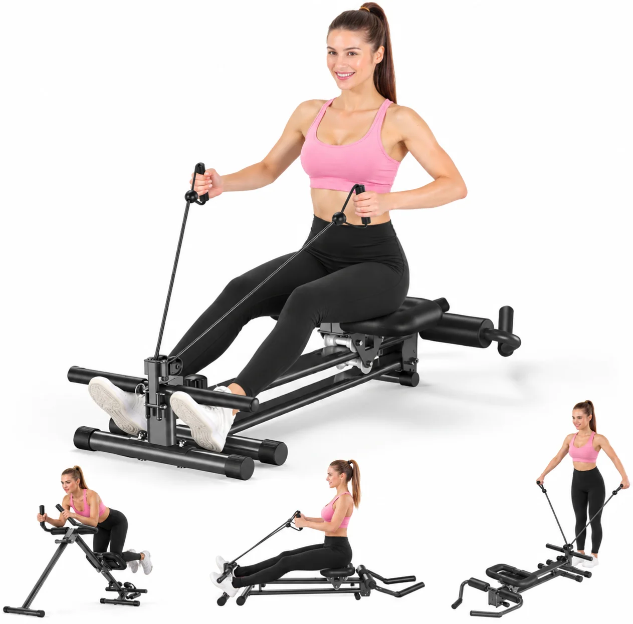 Rowing Rowing Machines for Home,Workout Equipment,Exercise Rower with Quiet Resistance,350LBS Capacity,LCD Monitor,Knee Pads, Workout Gloves&Extra Pull Rope for Full Body Exercise - Aliexpress Deal