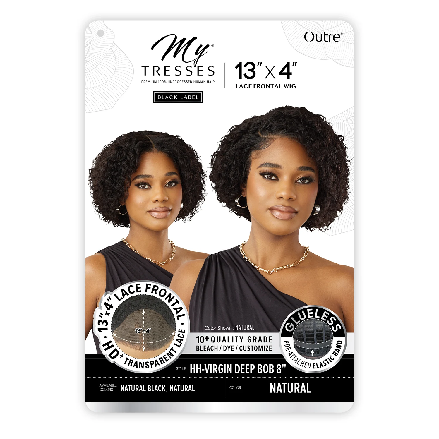 My Tresses Black Label Premium شعر بشري غير معالج 13X4 HD شعر مستعار بدانتيل أمامي HH-Virgin Deep Bob 8"