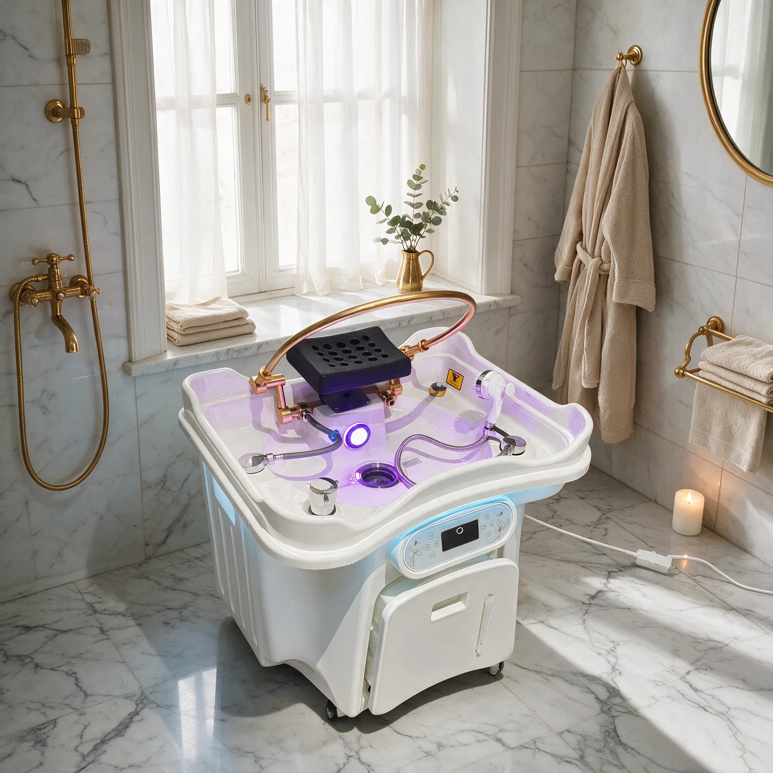Bac de lavage de cheveux ergonomique pour chevet, bac à shampoing sans plomberie, accessoire de soins à domicile peu encombrant pour personnes âgées et utilisateurs ayant une mobilité limitée