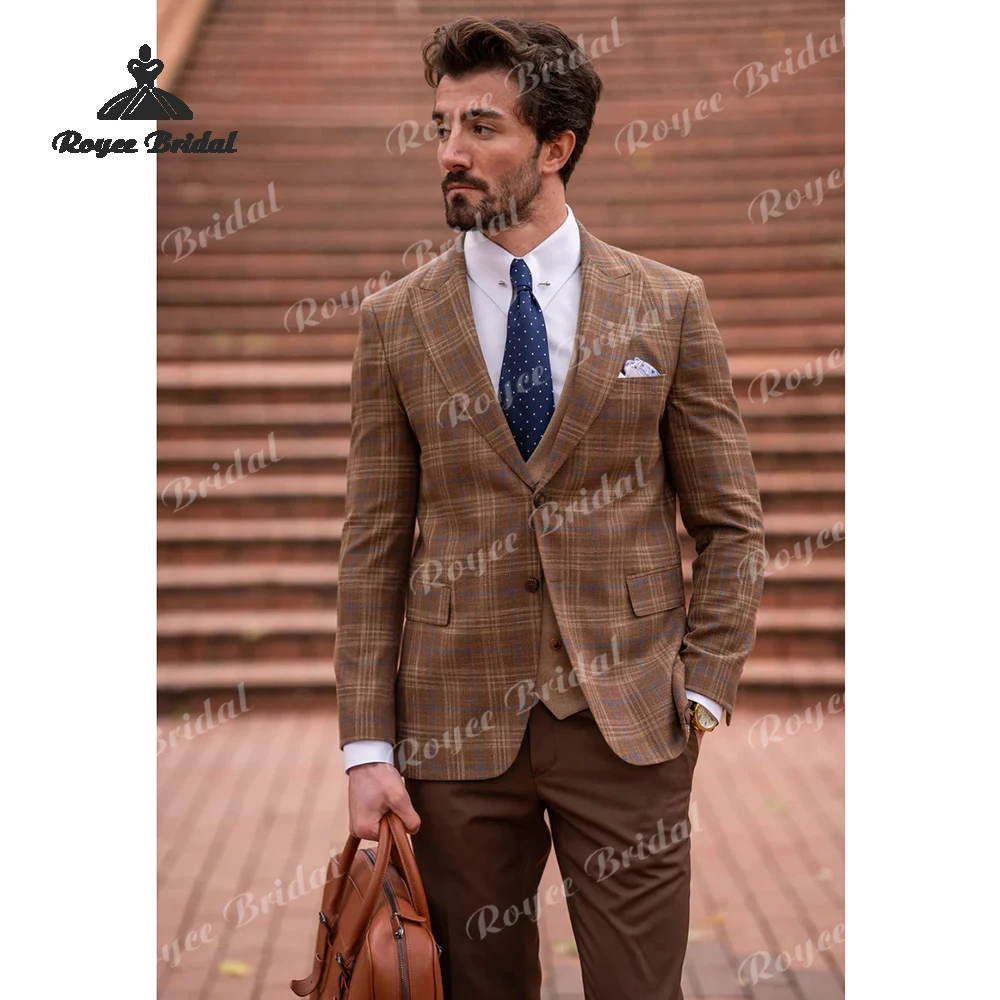 Streep driedelige enkele knop bruiloft herenpakken moderne slim ingerichte prom party kostuums kostuum homme mariage