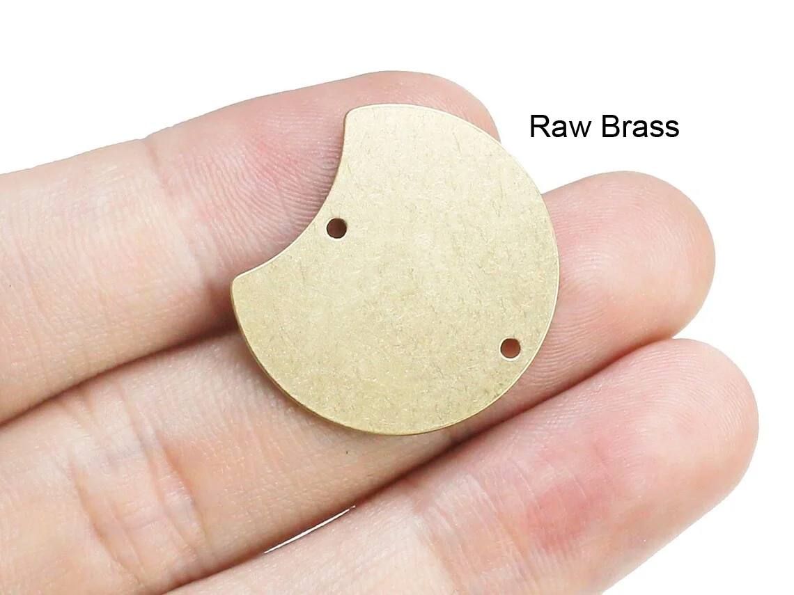 10pcs Moon Eclipse Earring Charms, Moon Connector, Solar Eclipse, Earring Findings, Raw Brass Charms, Jewelry Making -R1690