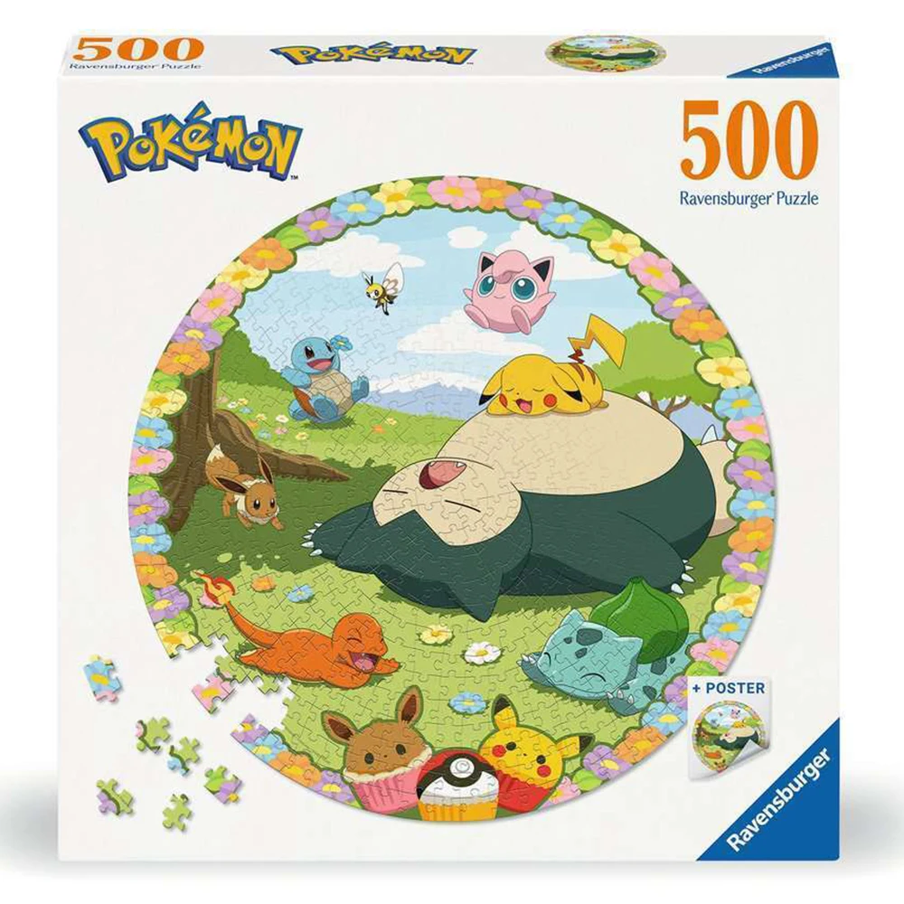 RAVENSBURGER POKEMON IN SPRING CIRCULAR PUZZLE 500 PIECES + POSTER, 01131, original, toys, boys, girls, gifts, collector, store, new, games, family, puzzle