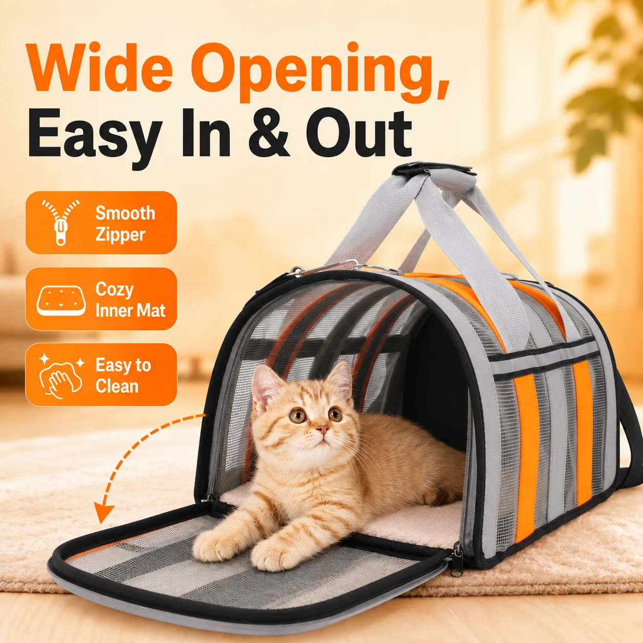 Stylish Breathable Pet Carrier, Dual Use Crossbody & Handheld Travel Cage, Portable Backpack for Cats & Small Dogs