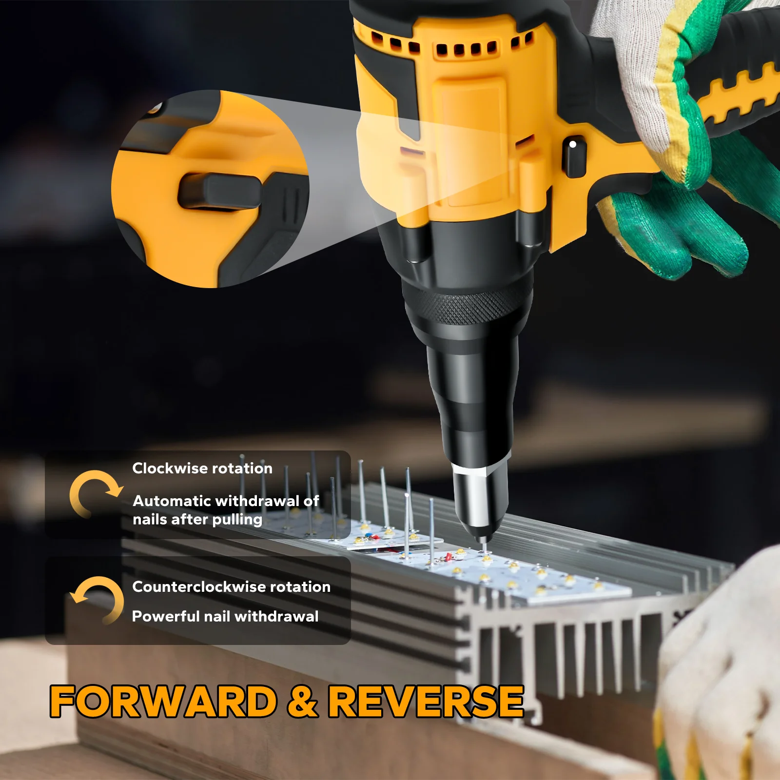 Imagem -03 - Cordless Electric Rivet Nut Gun Ferramenta de Rebitagem Brushless Bateria 20v sem Bateria 2.44.8 mm