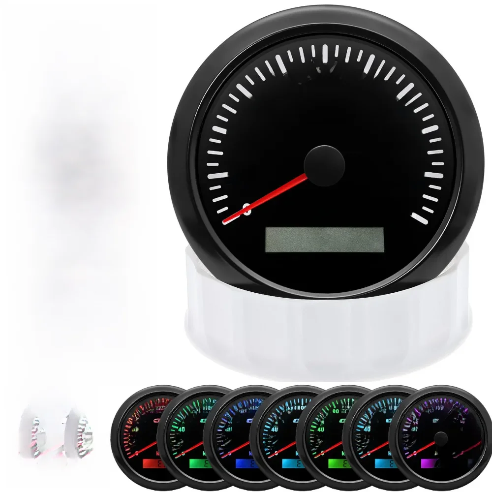 85 MM GPS Snelheidsmeter Gauge 60/120/200 KMH 7 Kleur Licht met GPS Antenne Waterdichte Motorfiets Boot auto Vrachtwagen Snelheidsmeter Meter - afbeelding 2