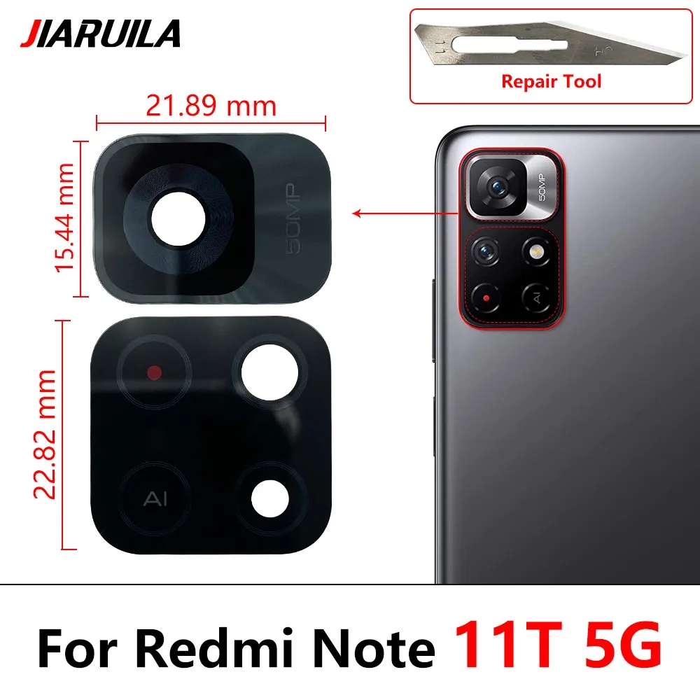 Lente de Cristal de cámara trasera con adhesivo, accesorio para Xiaomi Redmi Note 8, 9, 10 Pro, 9S, 10S, 8T, 9T, 11 Pro Plus, 11T