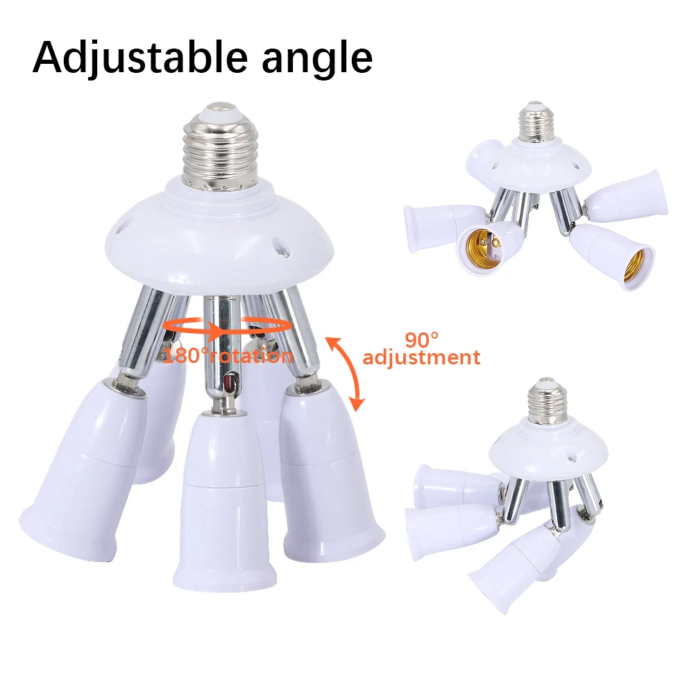 E27 Splitter 3 Heads Adjustable E27 To E27 Base LED Bulb Adapter Converter Lamp Holder Socket Splitter Lamp Base