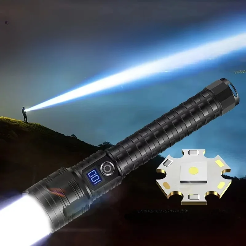 1000000LM Ultra Powerful Flashlight Zoom 5000M Long Range Torch High Power Led Flashlights Rechargeable Strong Tactical Lantern