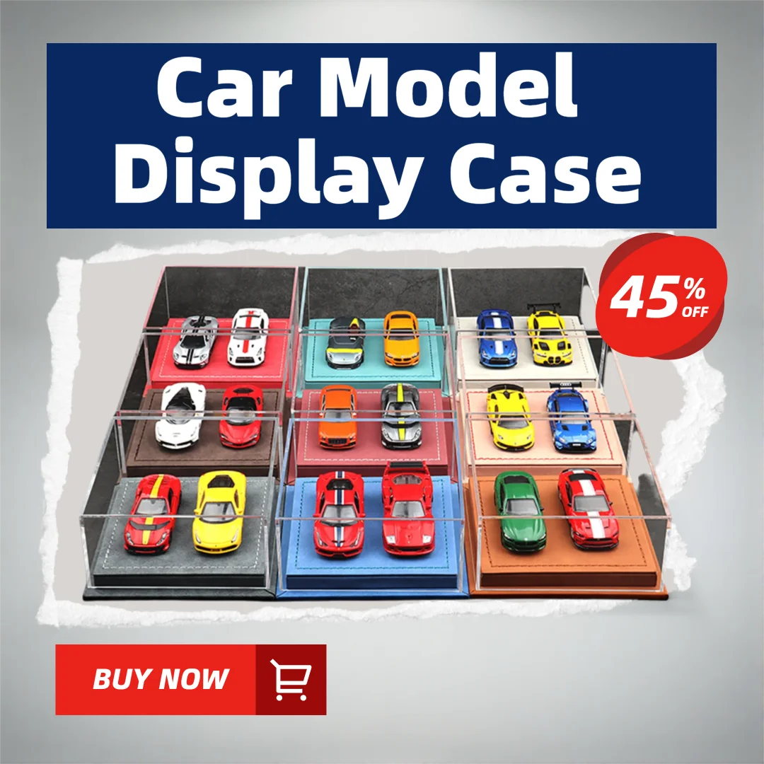 

1/64 Scale Two Car Model Display Case for Home Decor Accessory Sturdy Multifunctional Vehicle Model Organizer Clear Acrylic Lid