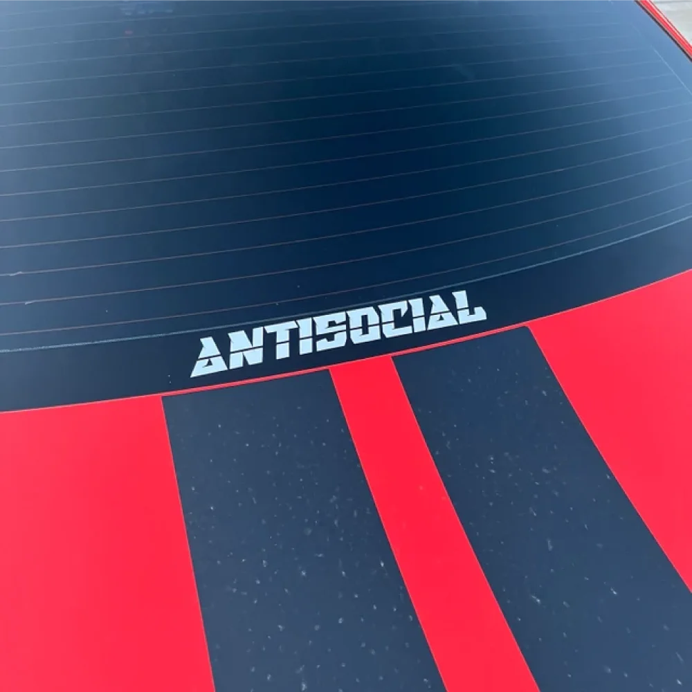JDM Text Car Decals ANTISOCIAL Vinyl Die Cut Auto Stickers Window Windshield Waterproof Decor Accessories