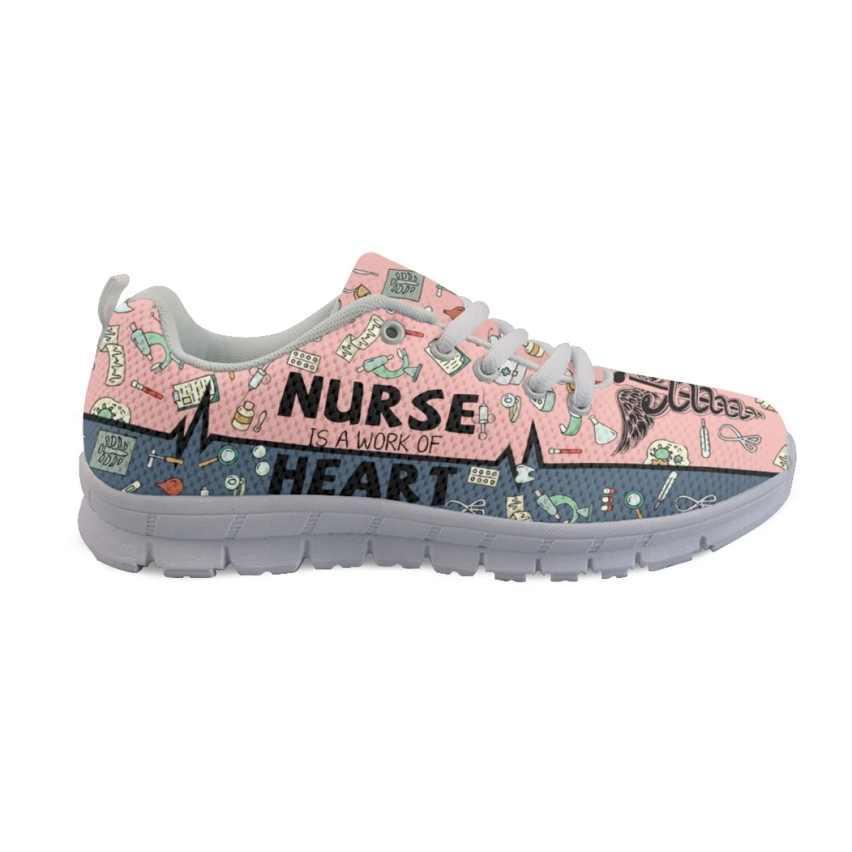 INSTANTARTS Female Comfort Nurse Shoes Medical EMT Assistant Pattern Women's Running Sneakers Breathable Light Walking Tennis
