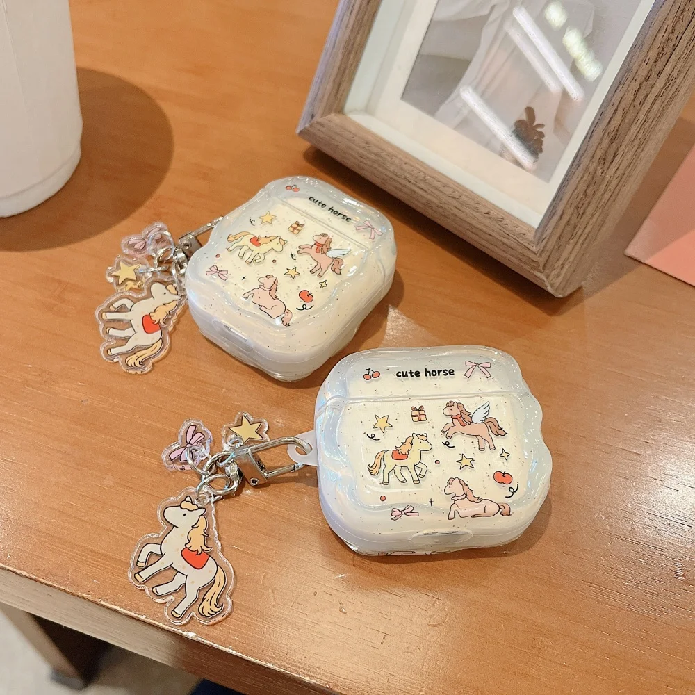 

Cute Star Pony Headphone Protective Case for AirPods 2 3 4 Pro 2 3 Korean INS Fashion New Shockproof Protective Case with charm