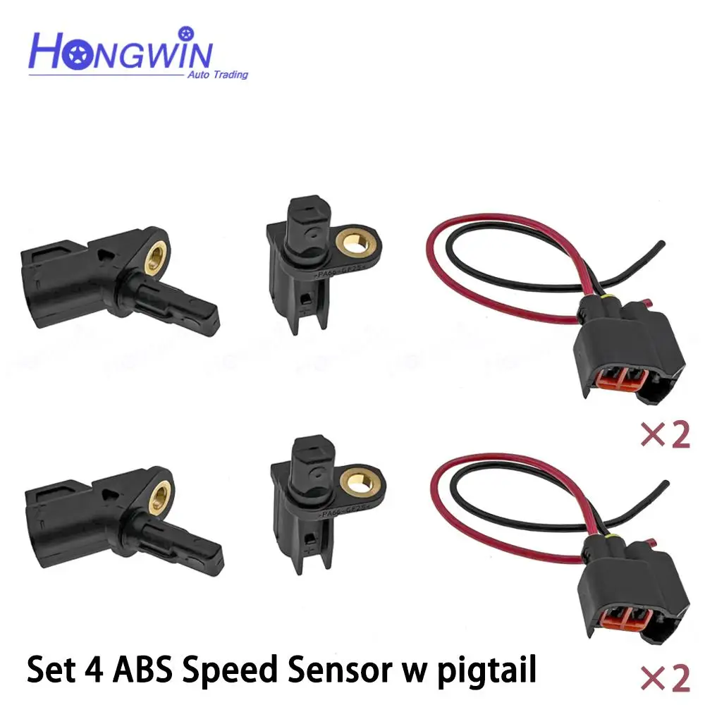 4 ABS Wheel Speed Sensor W/Connector Front Rear BP4K-43-711A, BP4K-43-701A Fits Ford Jaguar Lincoln Volvo 2.5L - Mazda 3 Mazda 5