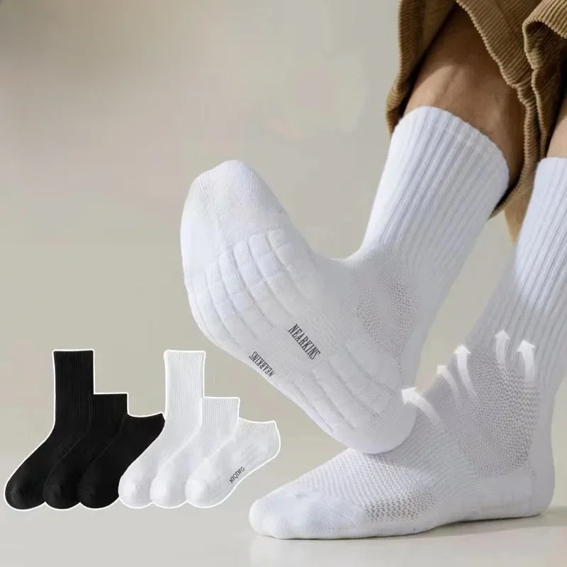 1pc 4 pièces 5 pièces 10 pièces chaussettes hommes coton printemps serviette bas avec velours mi-tube blanc bas épaissi sport basket-ball chaussette