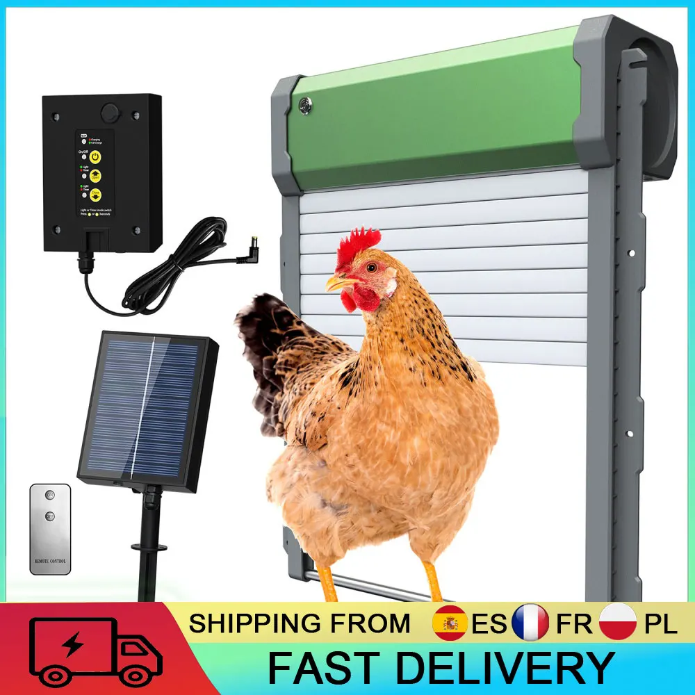 Porte automatique de poulailler à énergie solaire, alimentée par batterie, avec minuterie réglable multi-modes, induction lumineuse, sécurité anti-pincement, fournitures pour volailles de ferme,